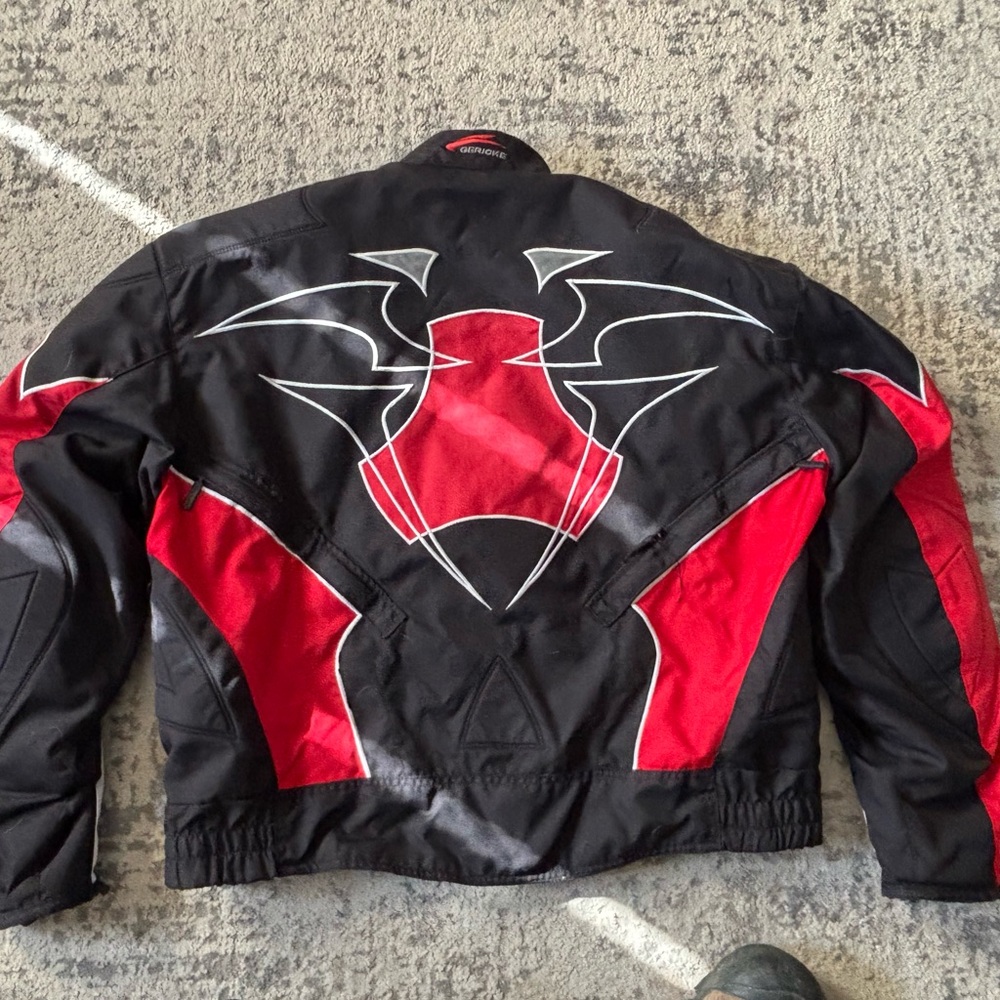 Hein Gericke Men's Padded Armored Motorcycle Jacket - Black and Red